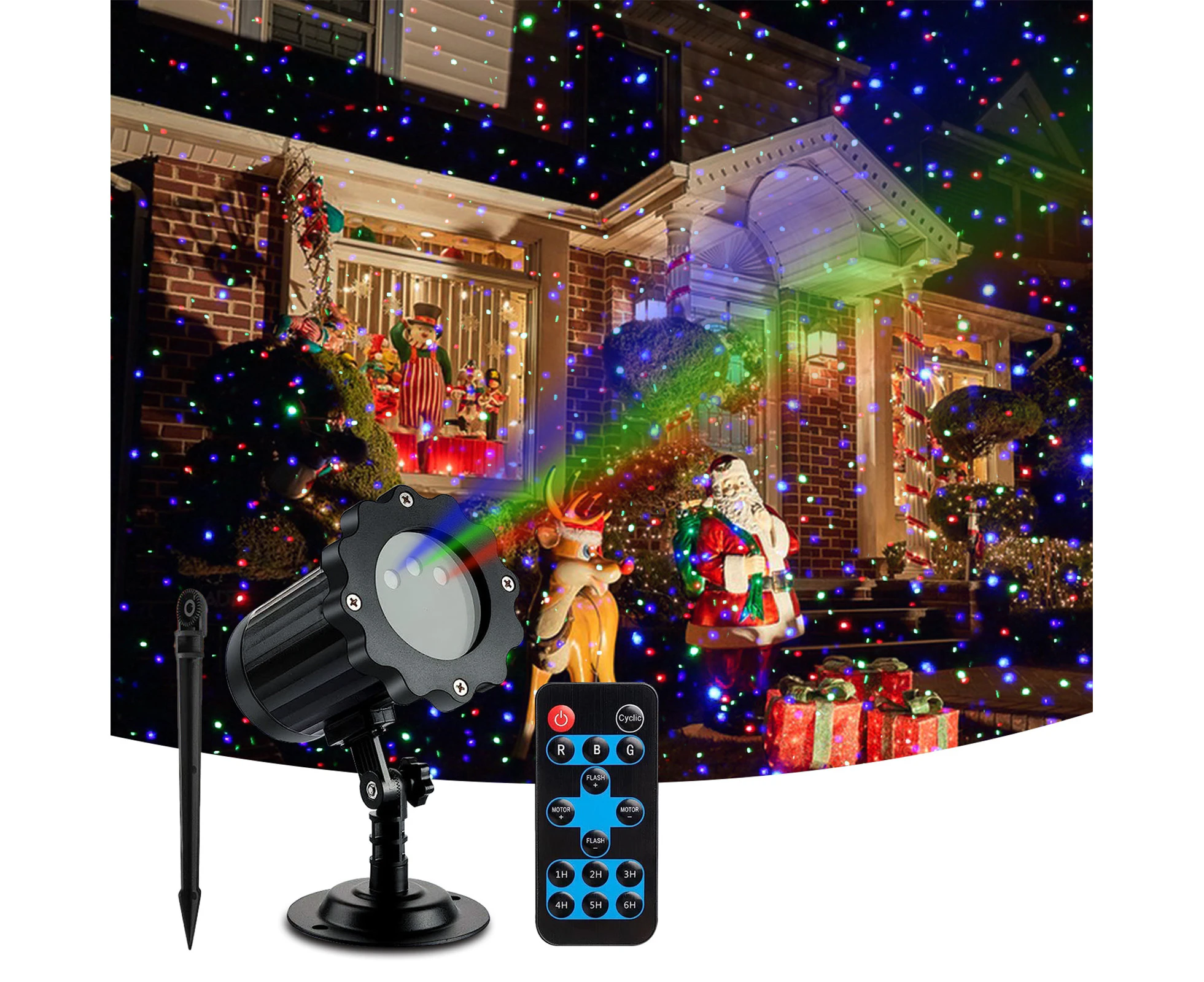 Outdoor Garden Christmas Light Projector 3 Light Colors Red Green Blue Remote Control Waterproof IP65 Holiday Decorative Lighting