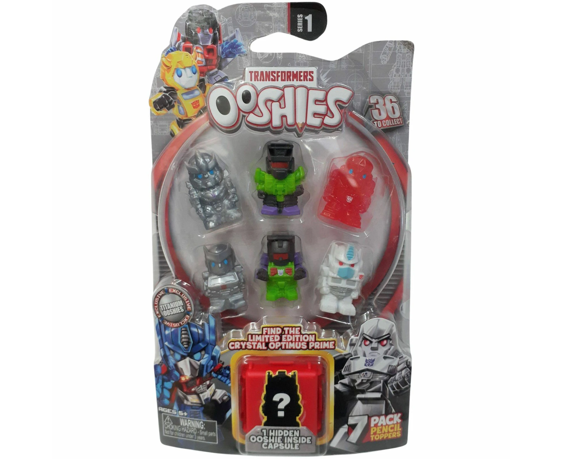 Ooshies Transformers Series 1 Pencil Toppers Action Figures - 1 Pack of 7