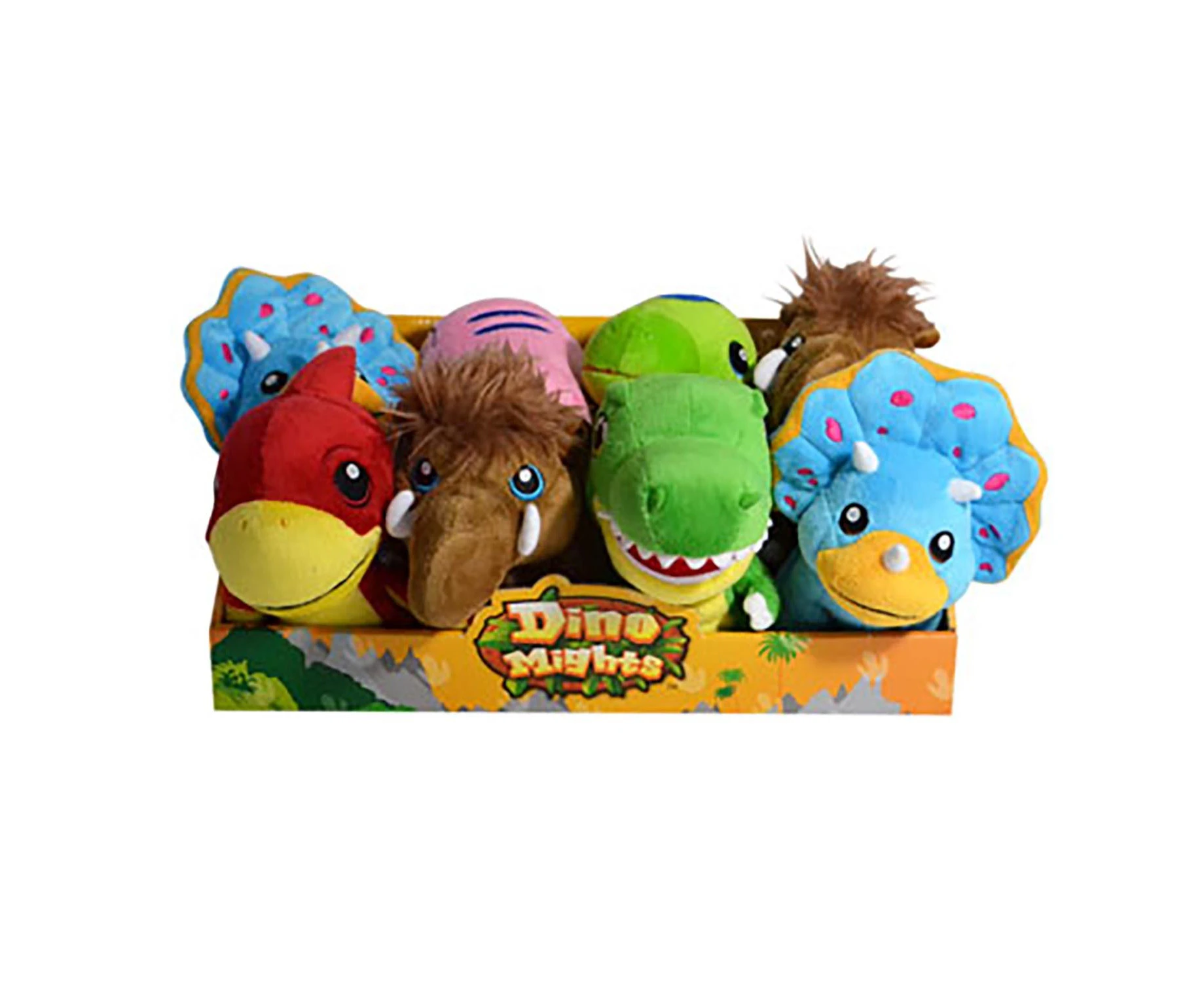 DINO MIGHTS DINOSAURS SET OF 6 SCHOOL BAG TAG PLUSH CLIP-ONS 8cm