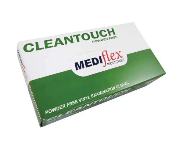 Mediflex Cleantouch Disposable Vinyl Gloves Powder Free Extra Large - Clear Box (100 Gloves)