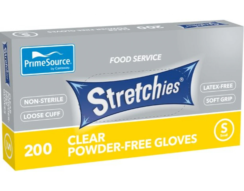 Castaway Stretchies Disposable Gloves Latex Free Powder Free Small - Clear Box (200 Gloves)