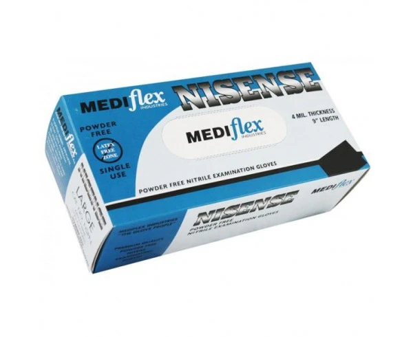 Mediflex Nisense Nspf Disposable Nitrile Gloves Powder Free Medium - Blue Box (100 Gloves)