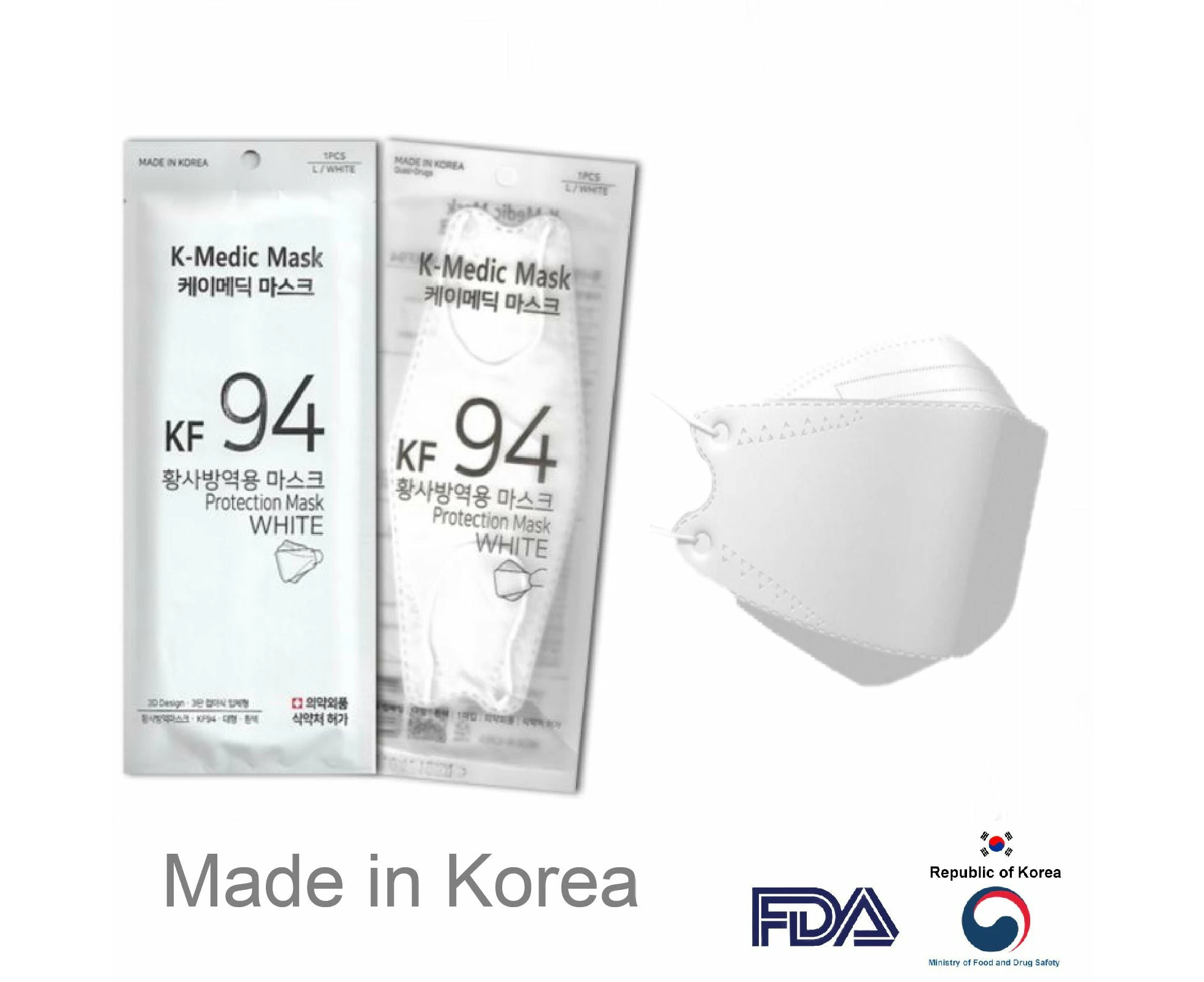 K-Medic KF94 Face Mask (White) - 20 Masks