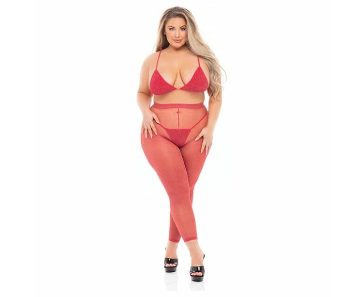 Pink Lipstick Tall Order Queen Size Red Bra Top & Leggings Set For Women Sexy Lingerie #tl 001 Plus Size 16 22