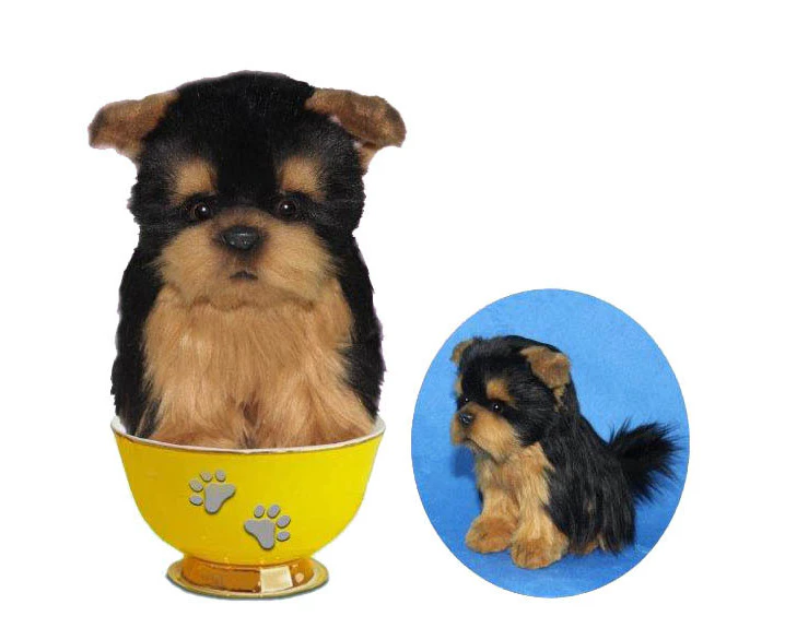 Hansa - Tea Cup Micro Yorkshire Terrier - Realistic Stuffed Plush Toy - 16cm