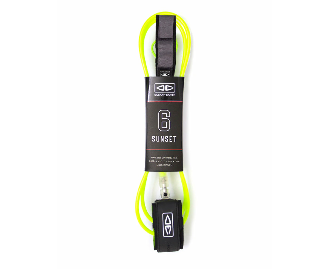 Ocean & Earth Sunset 6'0" Surfboard Leash - Lime