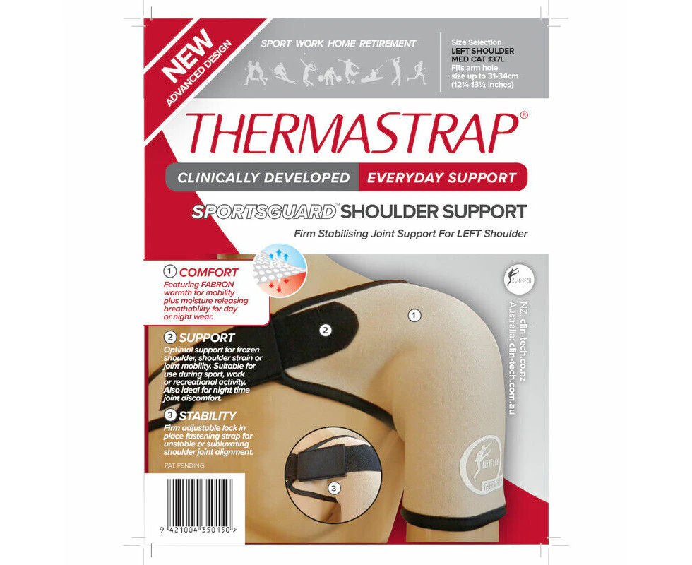 Thermastrap Sportsguard Left Shoulder Support Black- Medium