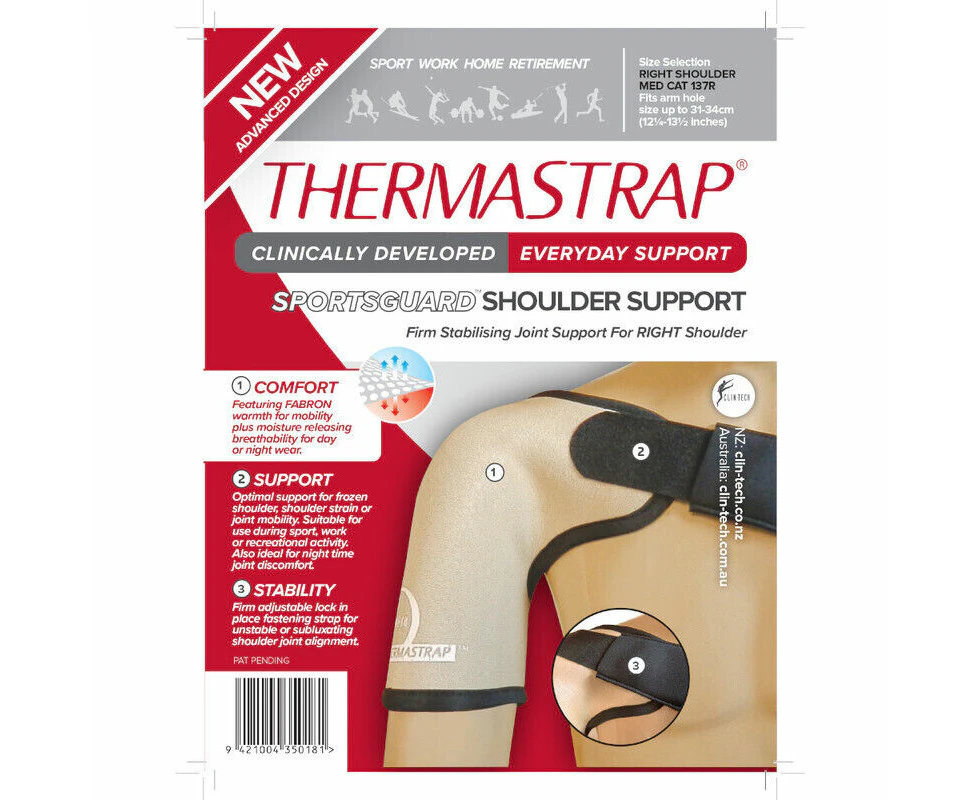 Thermastrap Sportsguard Right Shoulder Support Black - Medium