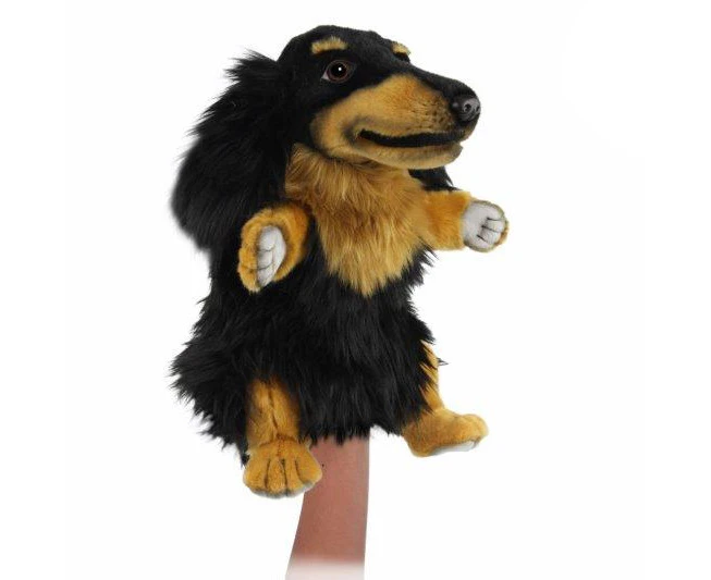 Hansa - Daschund Dog Puppet - Realistic Animal Stuffed Plush Toy - 29cm