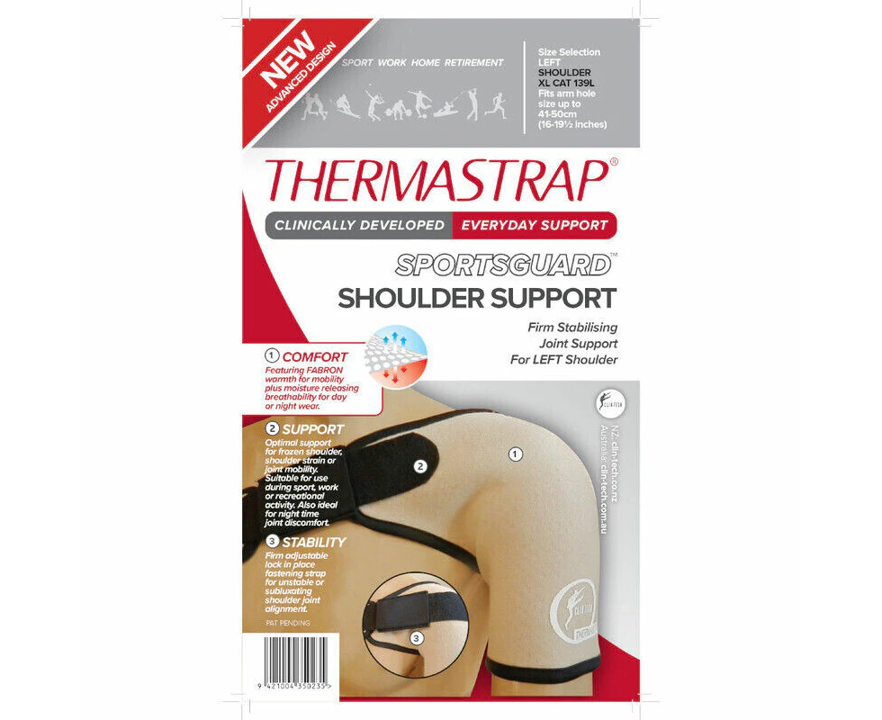 Thermastrap Sportsguard Left Shoulder Support Black  - Extra Large