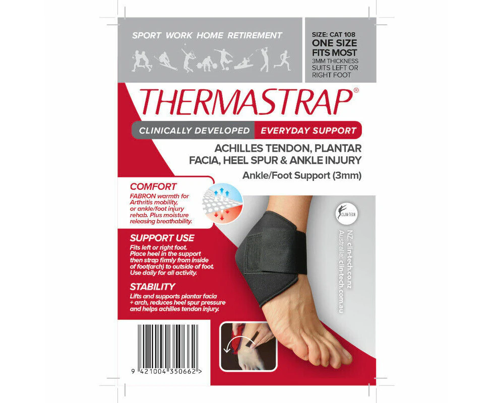 Thermastrap Ankle/Foot Support 3mm - One Size - Black