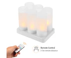 Set of 6 Rechargeable LED Color Changing Flickering Flameless Tealight Candles Lights with Remote Control USB 5V Frosted Cups Charging Base for Christmas P