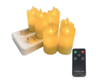 Flickering Flameless Candles Pack of 6 Rechargeable Realistic LED Candles with 4-Key Remote Control Plastic Electric Candles in Warm Yellow for Home / Hall