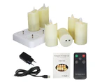 Flickering Flameless Candles Pack of 6 Rechargeable Realistic LED Candles with 4-Key Remote Control Plastic Electric Candles in Warm Yellow for Home / Hall