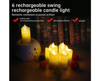 Flickering Flameless Candles Pack of 6 Rechargeable Realistic LED Candles with 4-Key Remote Control Plastic Electric Candles in Warm Yellow for Home / Hall