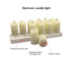 Flickering Flameless Candles Pack of 6 Rechargeable Realistic LED Candles with 4-Key Remote Control Plastic Electric Candles in Warm Yellow for Home / Hall