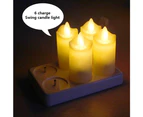 Flickering Flameless Candles Pack of 6 Rechargeable Realistic LED Candles with 4-Key Remote Control Plastic Electric Candles in Warm Yellow for Home / Hall