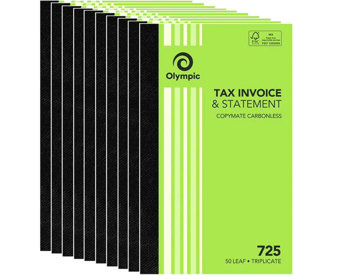 10 Pack Olympic 725 Triplicate Tax Invoice & Statement Book 140871 Bulk