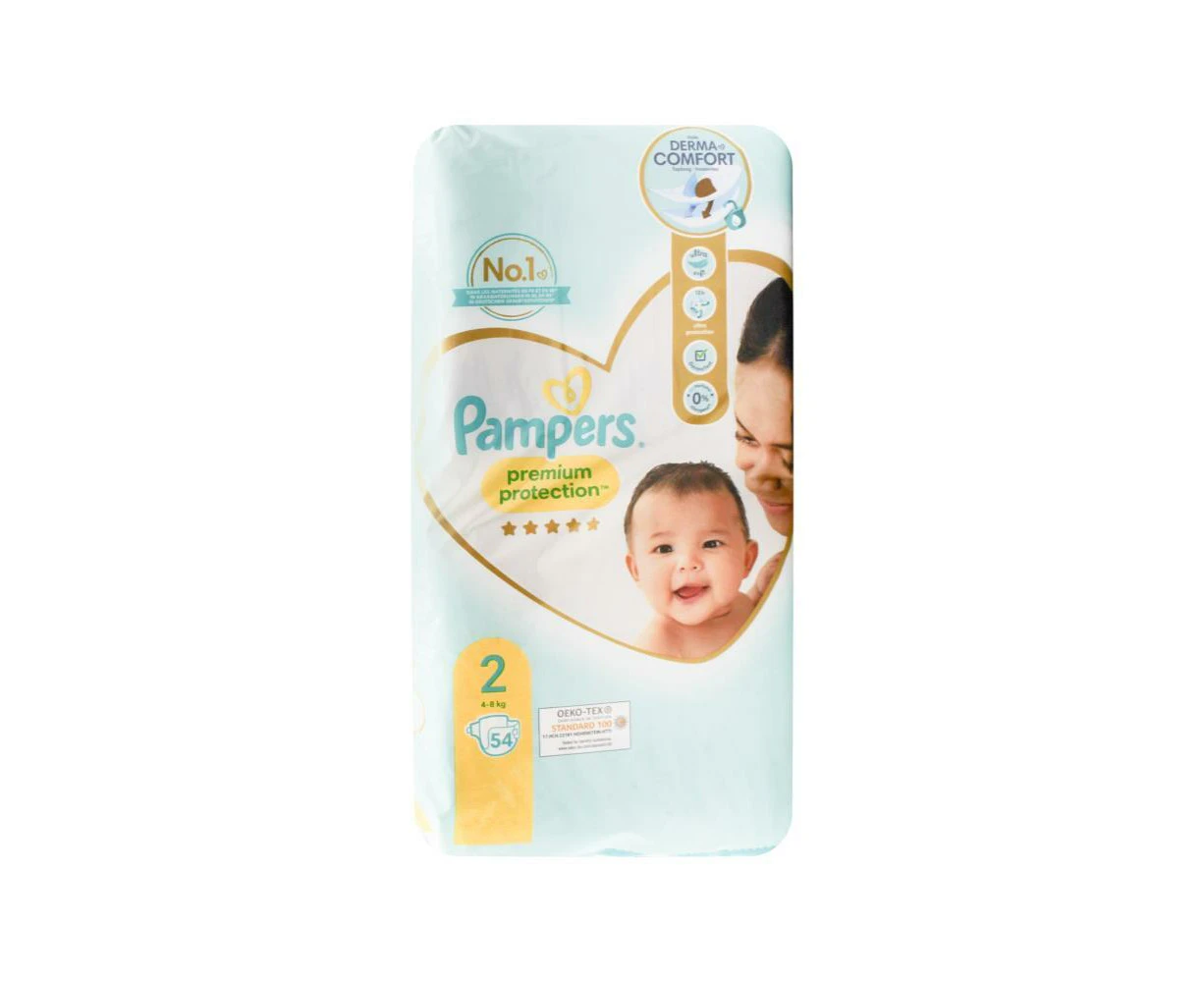 2 x Pack of 54 (108 Count) Pampers Size 2 4-8kg Premium Protection Nappies