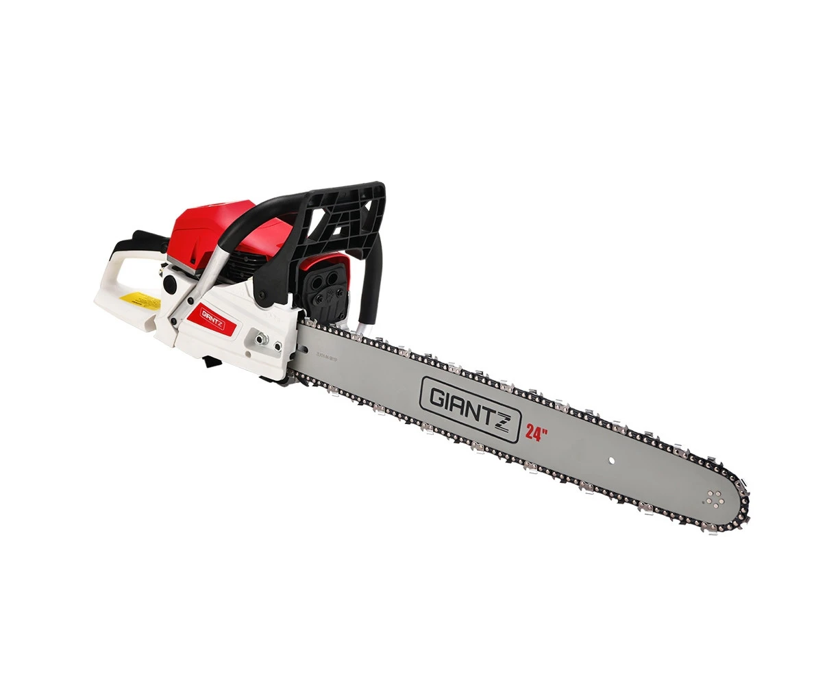 62cc Chainsaw Petrol Commercial 24" Bar E-Start Tree Pruner Chain Saw 5.2HP