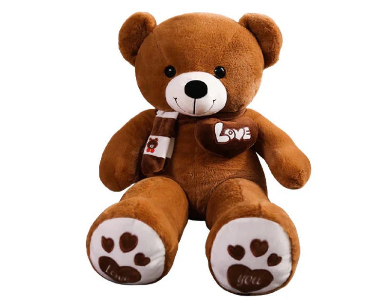 NNECN Huge 100cm Brown Giant Teddy Bear Toys Stuffed Animals Soft Plush Cotton Scarf Bear Hold Pillow Doll