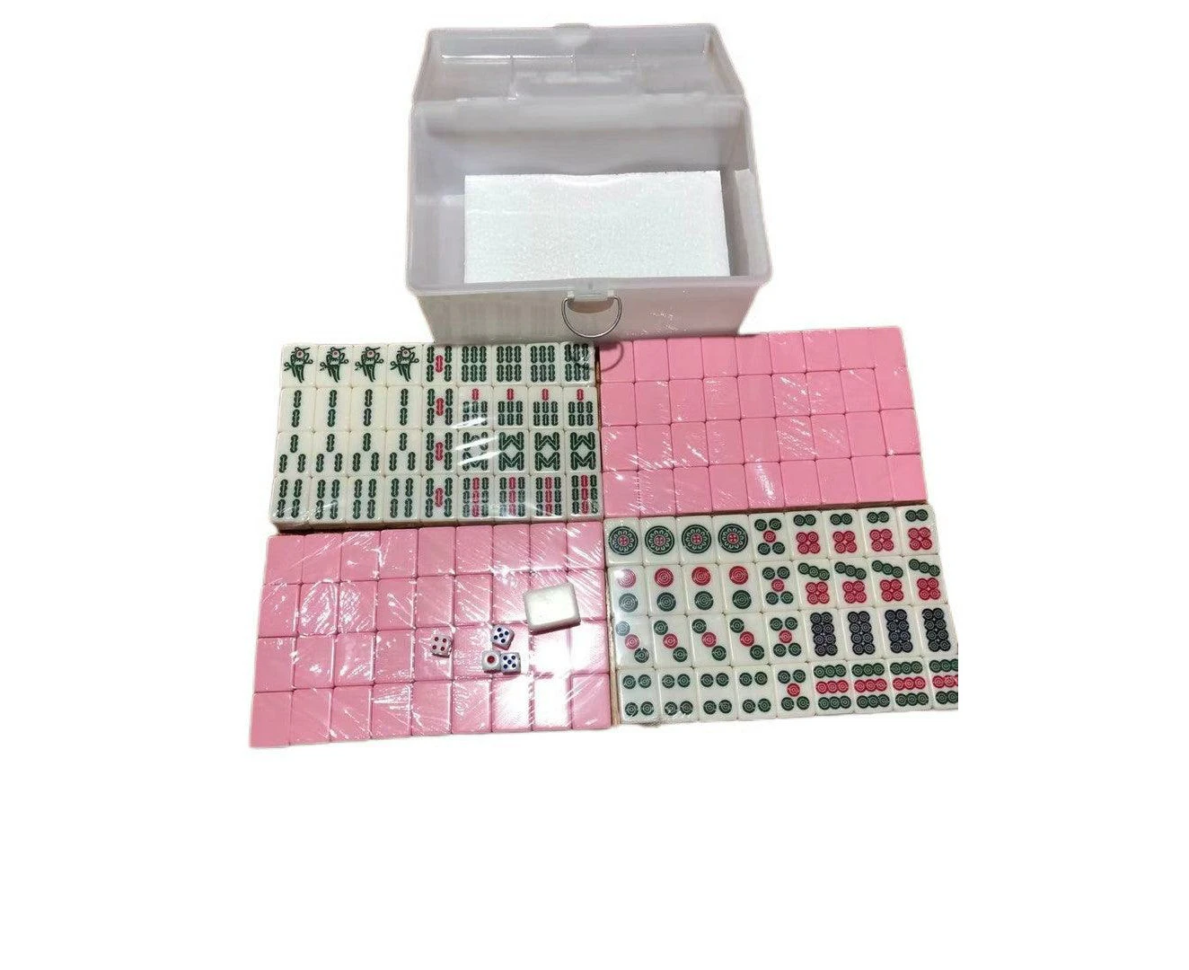 Sealed Medium Heavy MahJong Set 8kg Plastic Box Size 44 - Pink