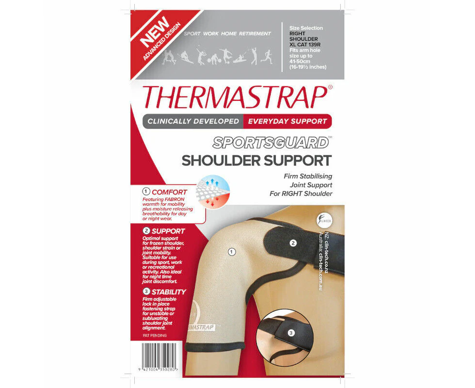 Thermastrap Sportsguard Right Shoulder Support Black - Extra Large