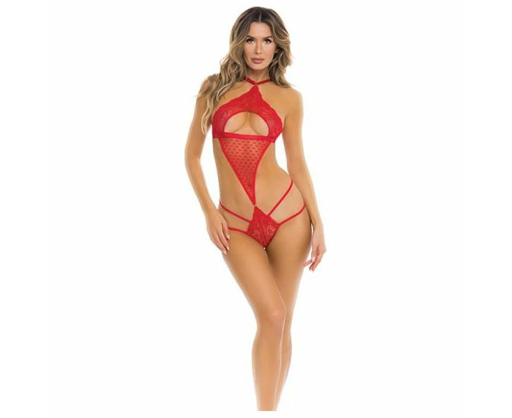 Rene Rofe Heart Me Up Teddy Sensual Red Lace Lingerie For Women Model Rr 2021 S/m Size