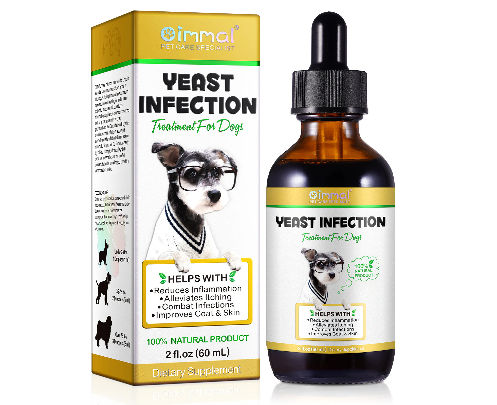 Oimmal Dog Yeast Infection Removal Health Care Support Supplement Drops Itch Relief Ear