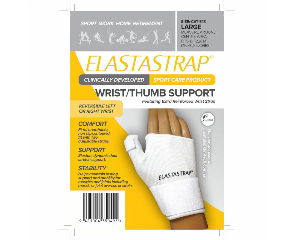 Elastastrap Compression Wrist & Thumb Strap White - Large