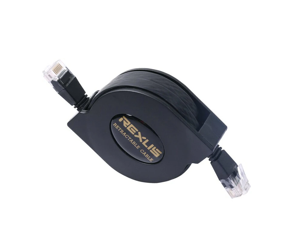 Dark Player Retractable Cat 6E RJ45 Flat Network Cable - 2m