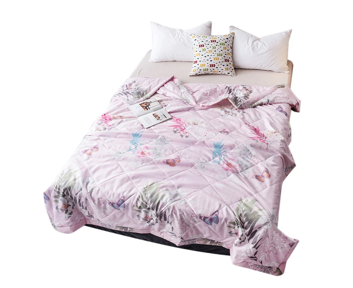 Washable Queen Flower Summer Air Conditioning Comfoter Quilt Blanket  (M)