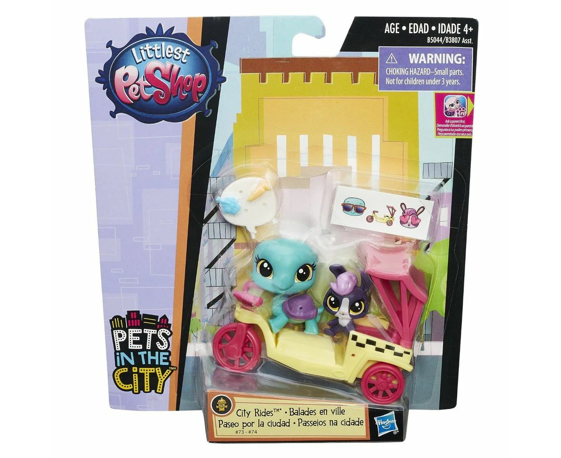 Littlest Pet Shop City Rides Toodles Tortuga #73 and Lolly Lapinfluff #74