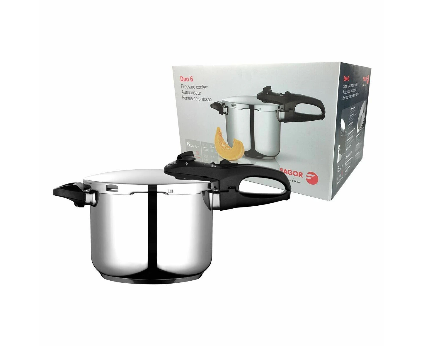 Pressure Cooker Fagor Duo Stainless Steel Stovetop Induction Combo Set - 6L