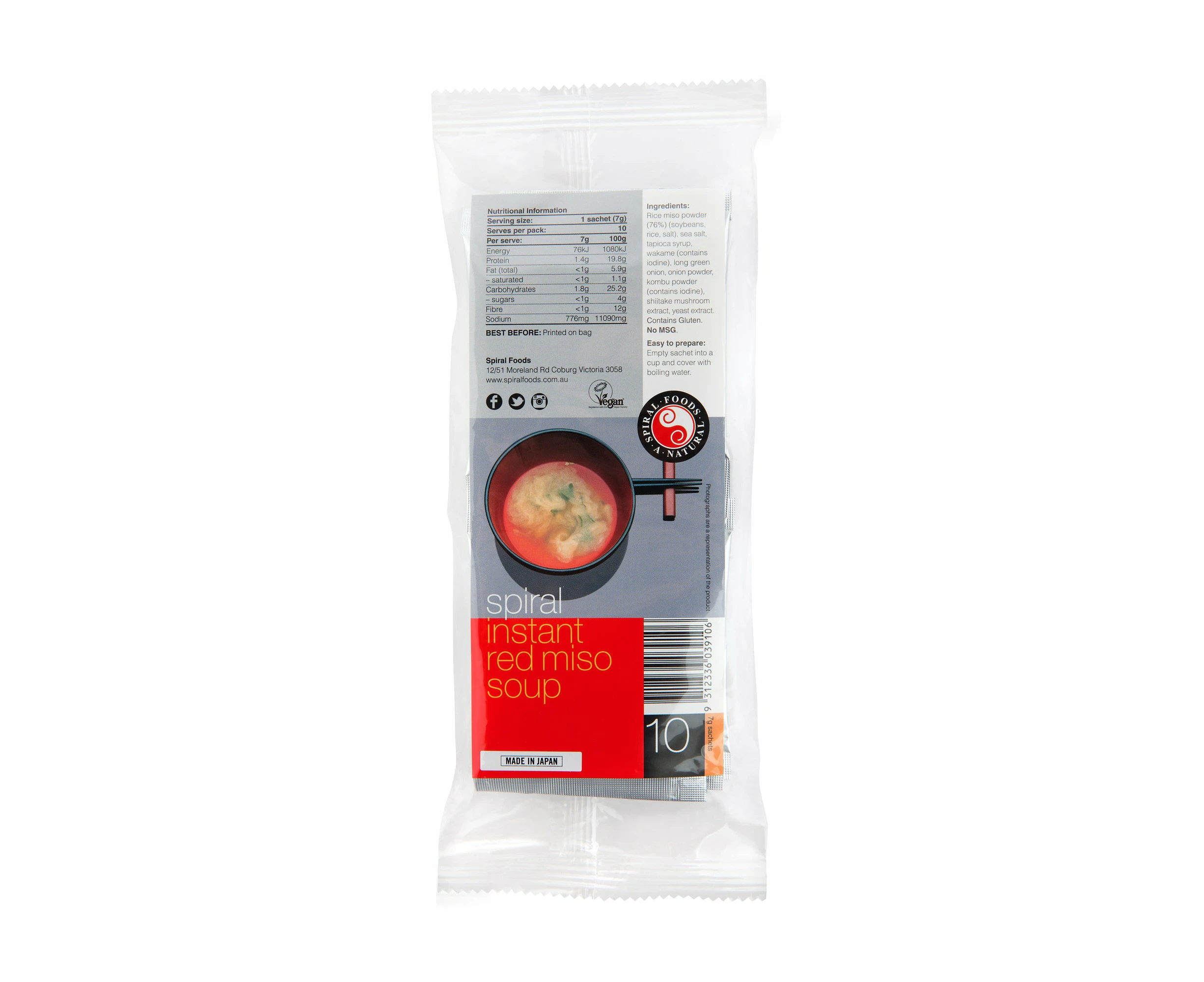 Spiral Miso Soup Red Instant 10pk 70g