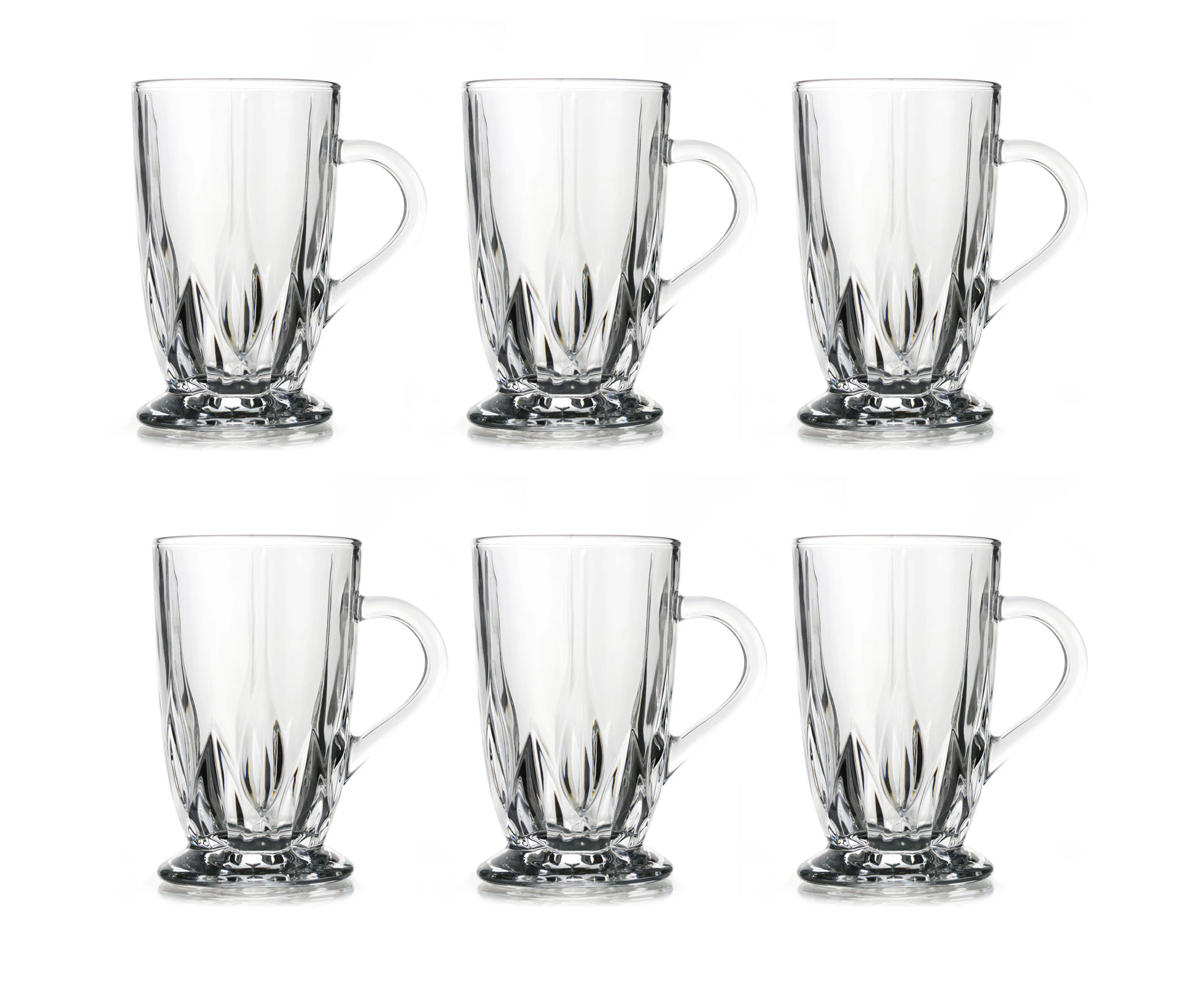 6Pcs Glass Coffee Tea Mugs Large Clear Durable Mug With Comfortable Handle For Hot Cold Beverage