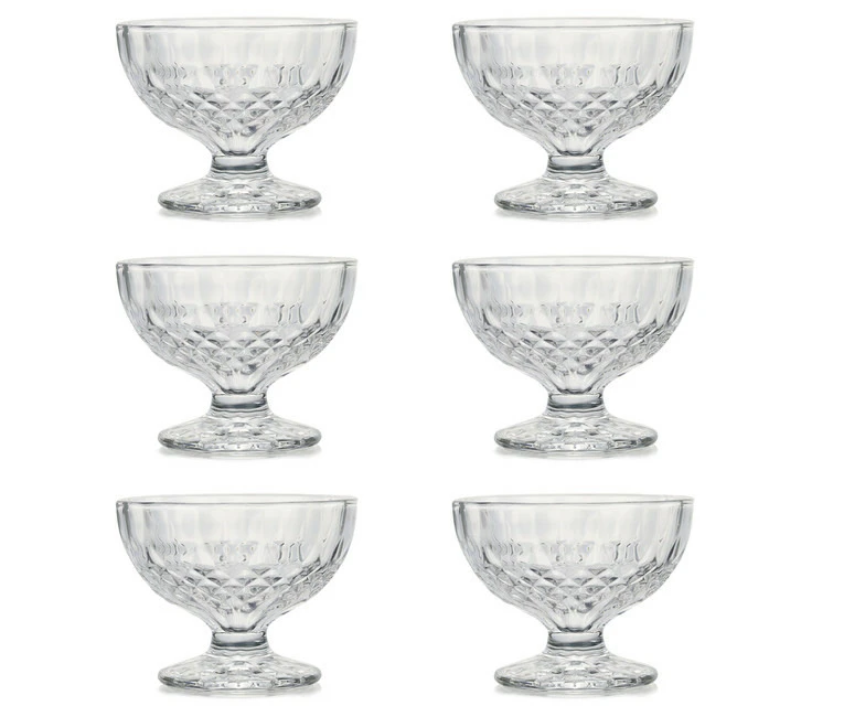 Set of 6 Glass Dessert Bowls Clear Footed Ice Cream Bowls Milkshake Sundae Parfait Cups