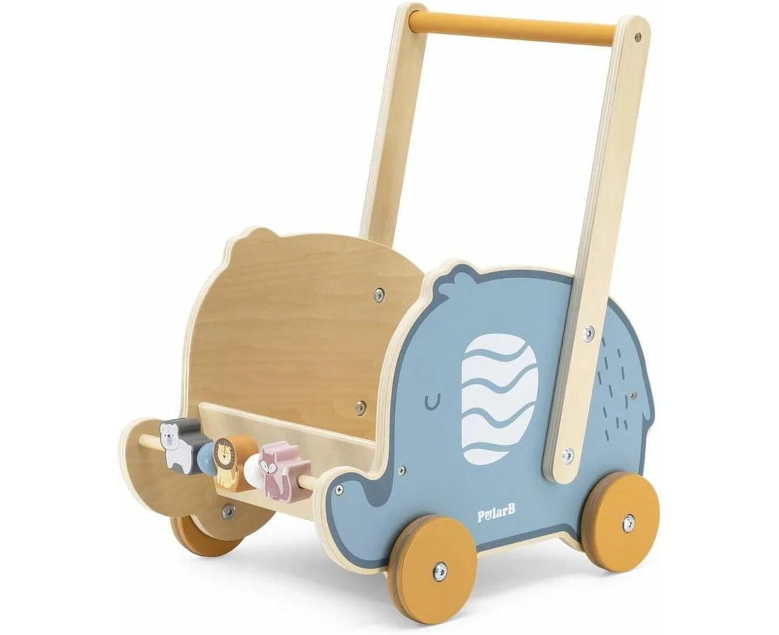 VIGA PolarB Wooden Pretend Play Toy Buggy Pram Elephant