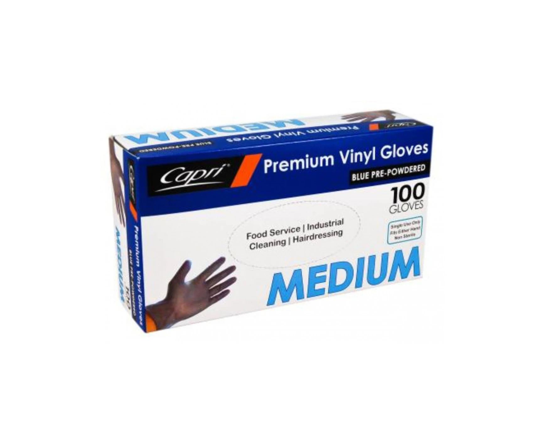 Capri Gloves Vinyl Medium Blue Powdered 100 Pack x 1