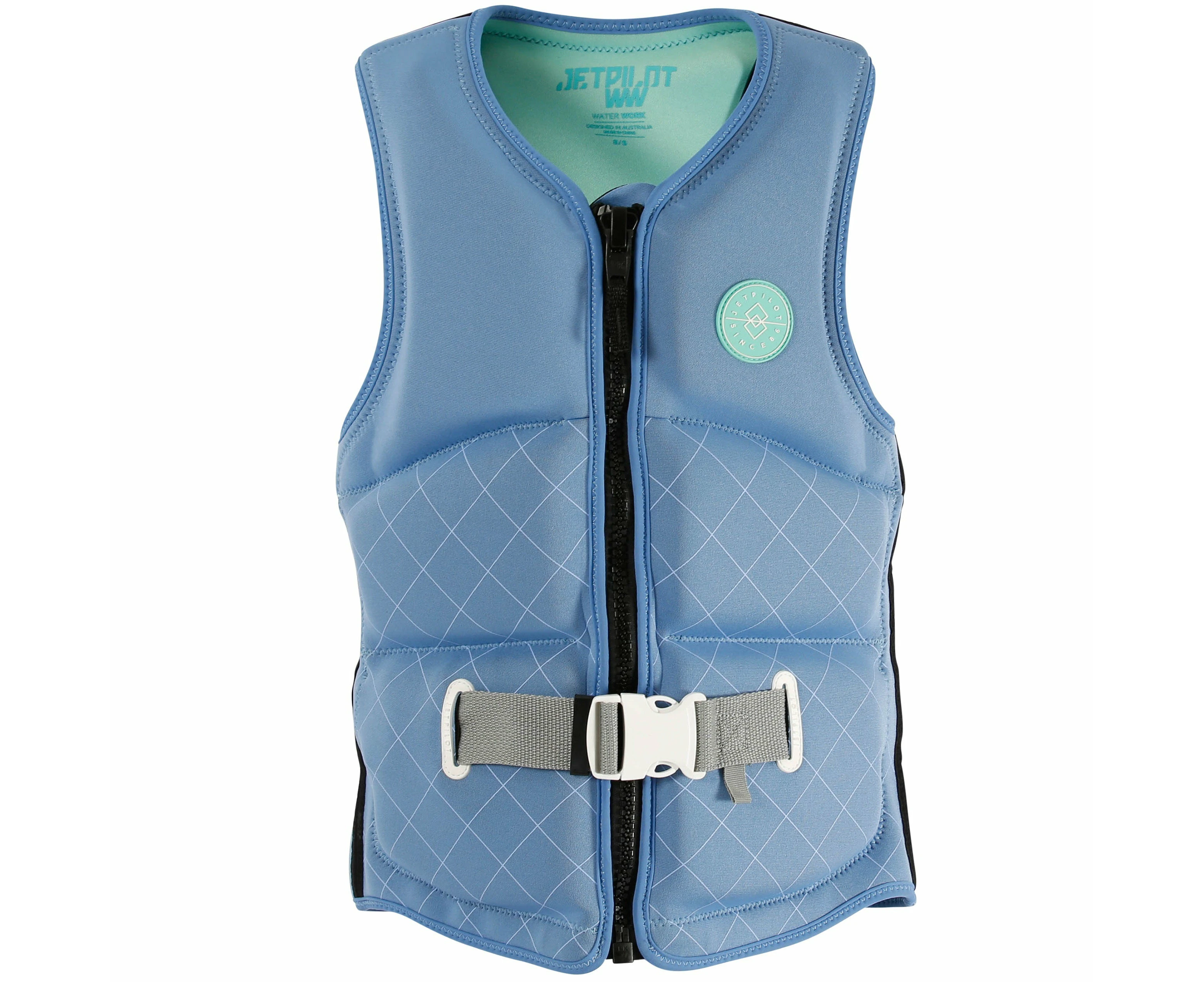 Jetpilot Allure Blue Segmented Front Entry Women's Life Jacket Vest Sizes 6 16