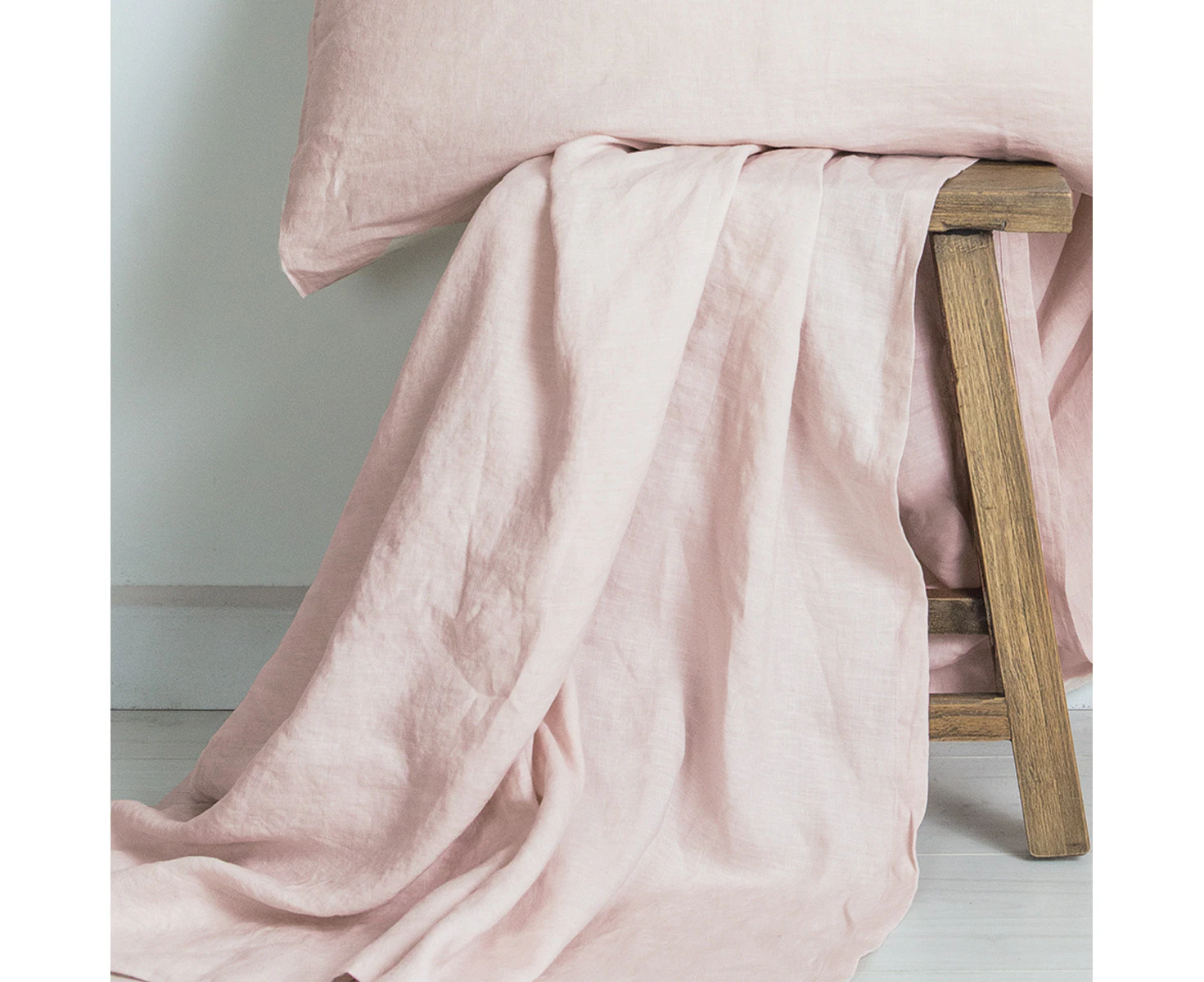 M Home French Linen Flat Sheet Blush