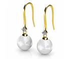 Magnificent Pearl Hook Gold Earrings Embellished With SWAROVSKI Crystals