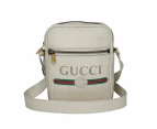 Gucci White Print Grained Leather Sherry Line Messenger Bag