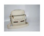 Gucci White Print Grained Leather Sherry Line Messenger Bag