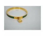 Hermes Kelly Lock Cadena Green Bangle Bracelet