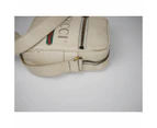 Gucci White Print Grained Leather Sherry Line Messenger Bag