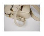 Gucci White Print Grained Leather Sherry Line Messenger Bag