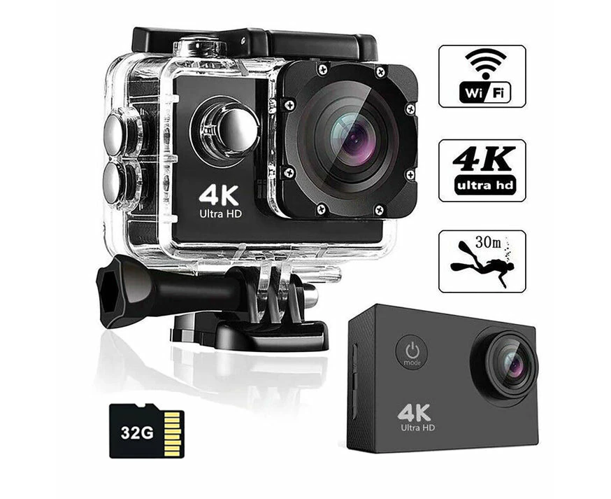 Motion Camera 4K Wifi Diving Cycling Sports Camera Underwater DV With 32GB Card