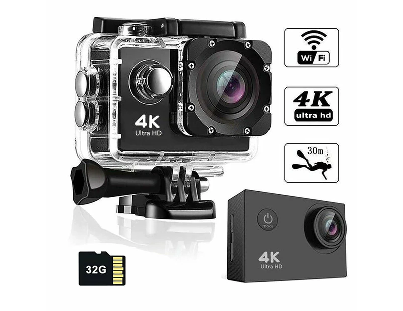 Motion Camera 4K Wifi Diving Cycling Sports Camera Underwater DV With 32GB Card