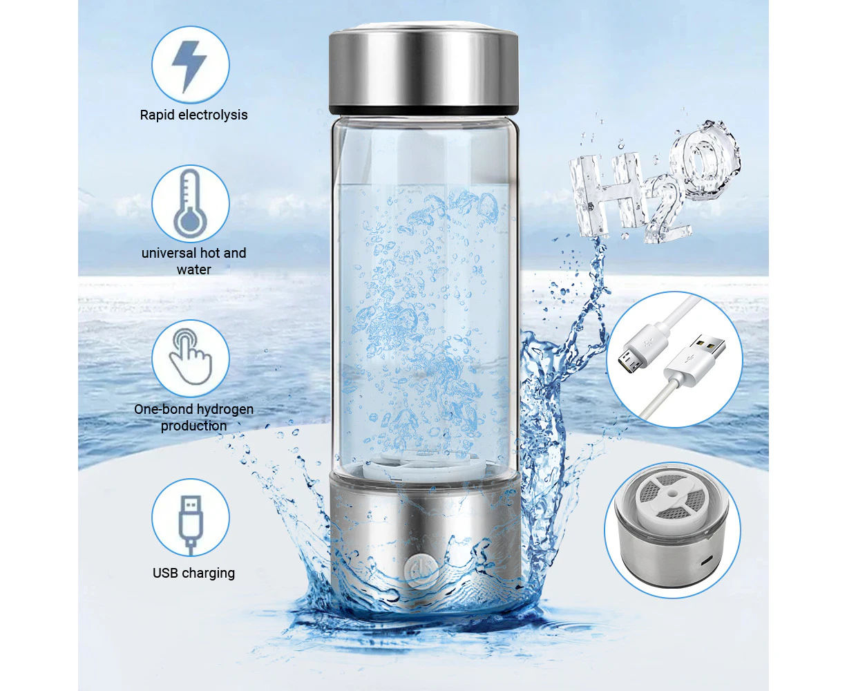 420ml Hydrogen Water Bottle Hydrogen Rich Portable Rich Hydrogen Water Generator USB Hydrogen Rich Alkaline Water Ionizer Bottle Cup Portable Mug